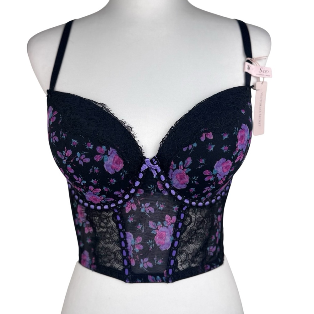 NWT Victoria's Secret Dream Angels Lined Demi Floral Lace Corset Longline Bra